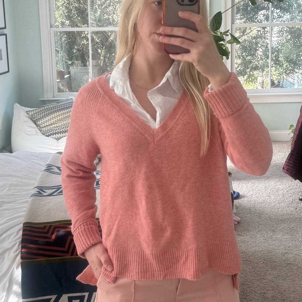 J. Crew Warm Pink V-Neck Sweater